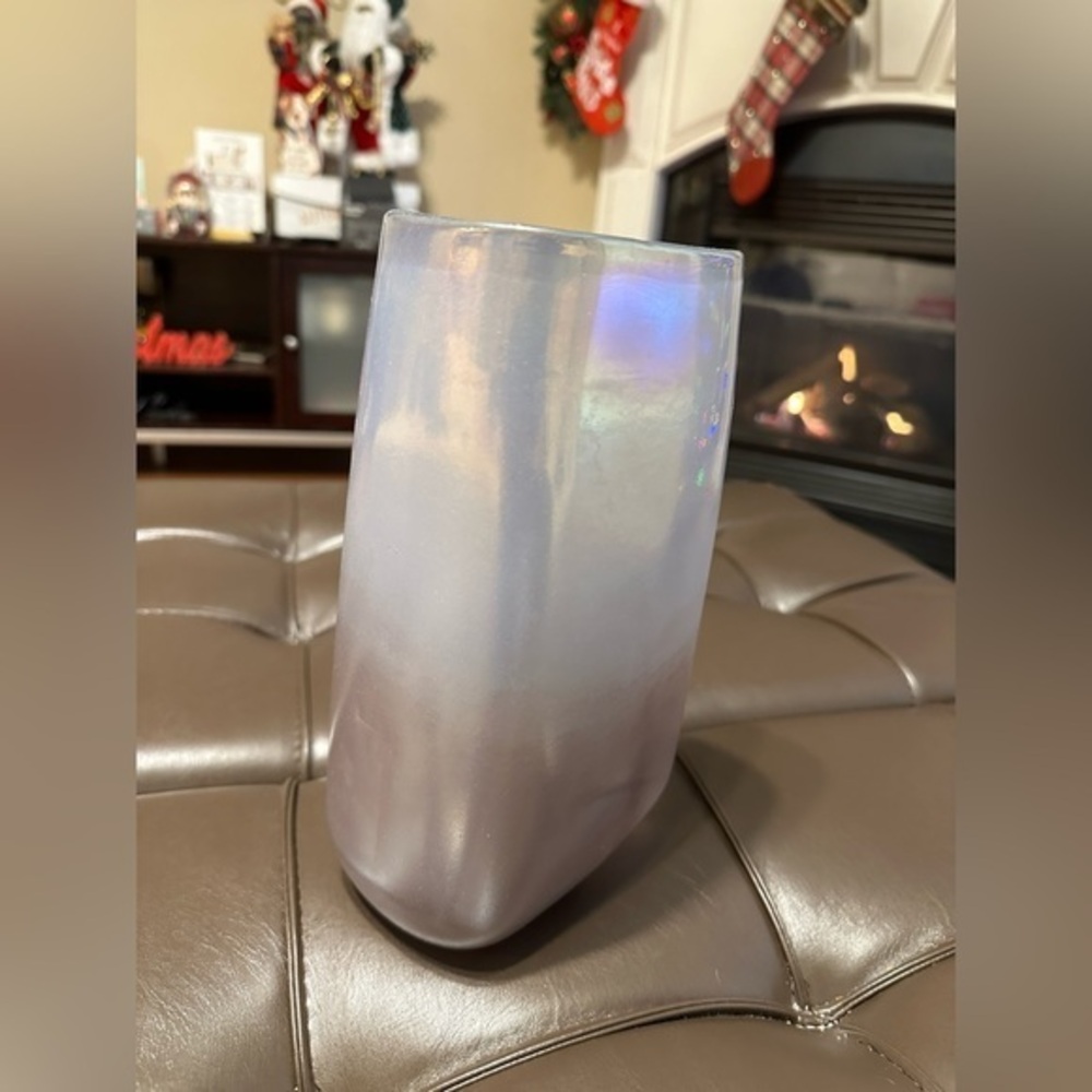 Purple Cotton Candy Iridescent Rectangular Flower Vase